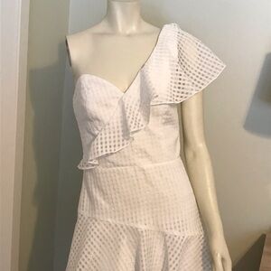 Amanda Uprichard White Asymmetrical One Shoulder Dress